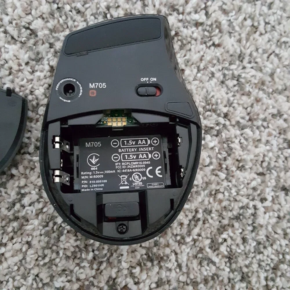 Logitech Wireless Optical Mouse M705 Marathon 5 Programmable Buttons Right Hand